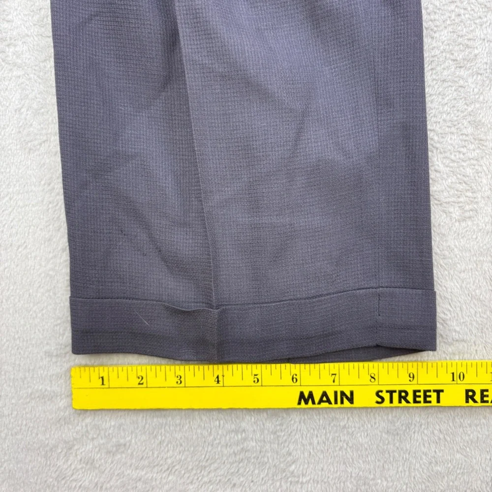 Christian Dior Dress Pants Mens 40x32 Gray Pleated Cuffed Wool Slacks Luxury 90s